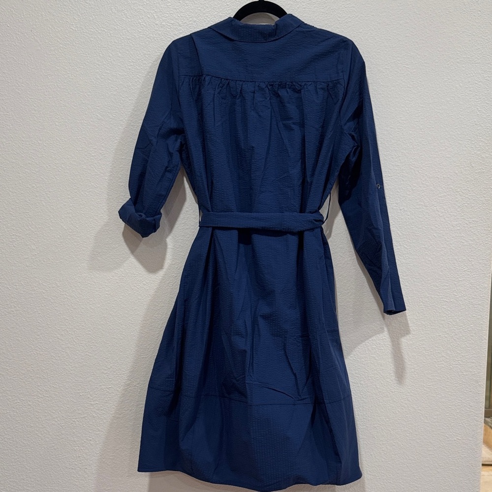 Harshman Long Sleeve Navy Shirt Dress, M - Picture 8 of 8